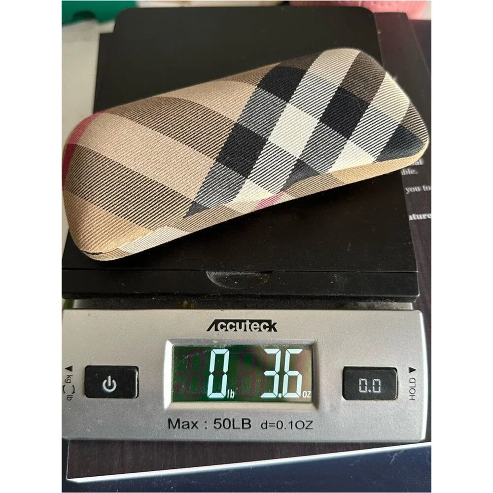 Burberry Nova Check Eyeglasses Hard Case Beige Black Plaid Glasses Case